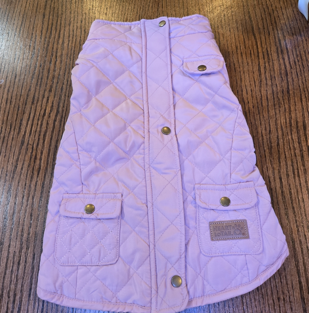 Quilted Light Lilac Dog Coat with Snap Pockets